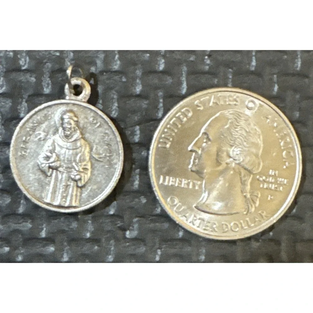 St. Francis Of Assisi Cloth Touched Relic Medal Patron Saint Of Animals, Nature